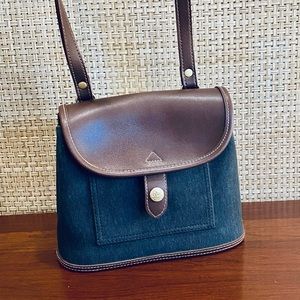 VTG 1990-2000 Liz Claiborne Vinyl Denim Look Mini Messenger Bag